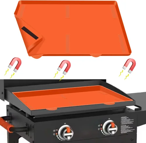 Miniatura 13 de Alfombrilla de silicona para parrilla de 17 pulgadas para Blackstone, cubierta protectora magnética, cubierta superior de parrilla Blackstone
