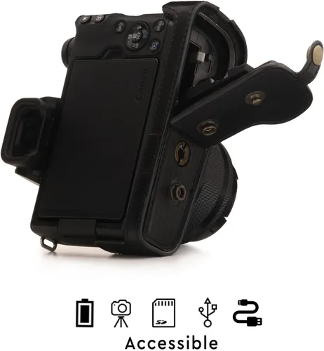 Miniatura 4 de MegaGear Canon EOS M50 - Funda de piel sintética para cámara, color negro