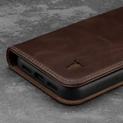 Miniatura 6 de TORRO Funda de cuero compatible con iPhone 12 / iPhone 12 Pro - Funda de piel auténtica tipo cartera con tarjetero y función de soporte