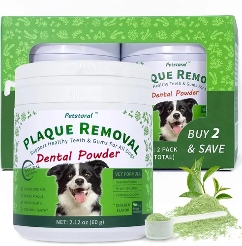 Miniatura 9 de Petstoral Polvo dental natural para perros, cuidado dental para perros, removedor de placa y tratamiento para el mal aliento, encías saludables