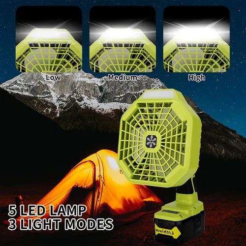 Miniatura 4 de Taingwei Ventilador inalámbrico con control remoto para batería Ryobi de 18 V, ventilador portátil con 3 ajustes de velocidad de eficiencia