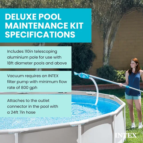 Miniatura 3 de Kit de mantenimiento para piscina Intex Deluxe Pool Maintentance Kit para piscinas por encima de la tierra, Azul