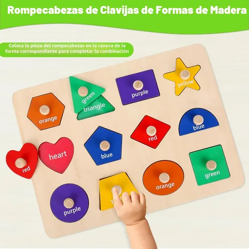 Miniatura 2 de Jumlys Juguetes Montessori para niños pequeños de 1, 2, 3 años, rompecabezas de madera con formas educativas para bebés de 12-18-24 meses, juguetes