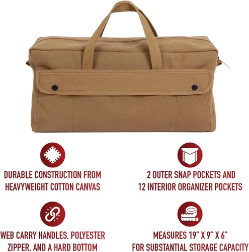 Miniatura 5 de Rothco bolsa de herramientas de lona para mecánicos jumbo - Organización resistente para equipo y herramientas Marrón Coyote
