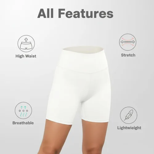 Miniatura 7 de Pantalones cortos de ciclismo de cintura alta para mujer, 5 pulgadas, control de abdomen, atléticos, correr, gimnasio, yoga, pantalones cortos