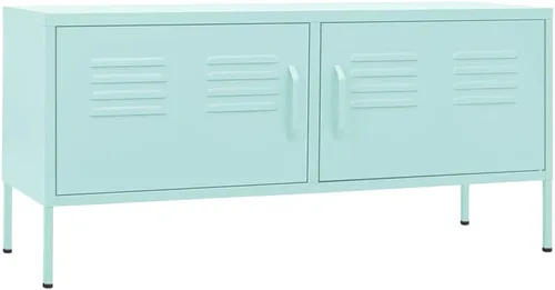 Miniatura 2 de Soporte de TV de metal de acero con almacenamiento, gabinete de TV de metal clásico, mesa consola de entretenimiento con estantes de almacenamiento