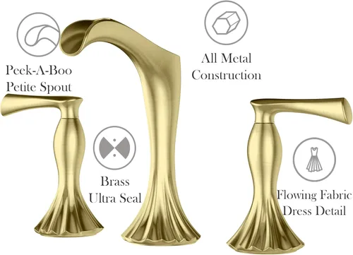 Miniatura 4 de Pfister LG49-RH1BG Rhen - Grifo de lavabo de baño con cascada, oro cepillado
