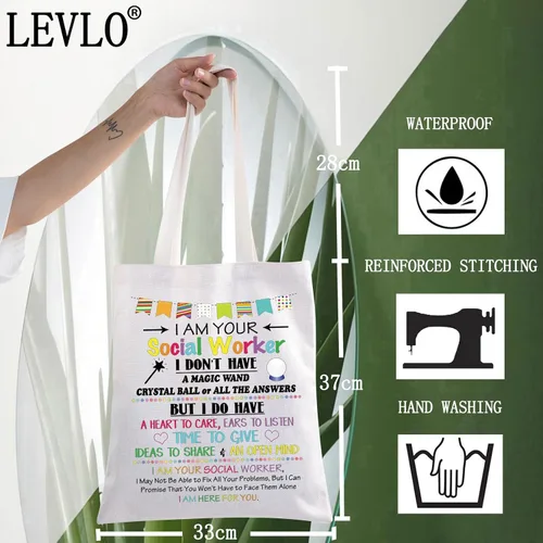 Miniatura 4 de LEVLO Trabajador Social Lona Tote Bag Apreciación Regalo Para Trabajadores Sociales Empleado Voluntario Bolsa de Compras