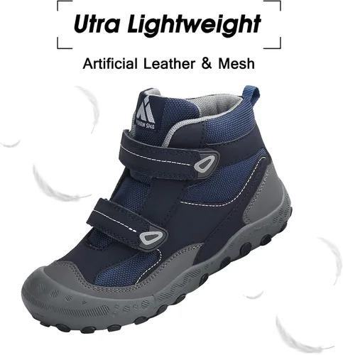 Miniatura 4 de Mishansha - Botas de senderismo para niños y niñas, longitud hasta el tobillo, resistentes al agua, antigolpes, antideslizantes, atléticas, para uso