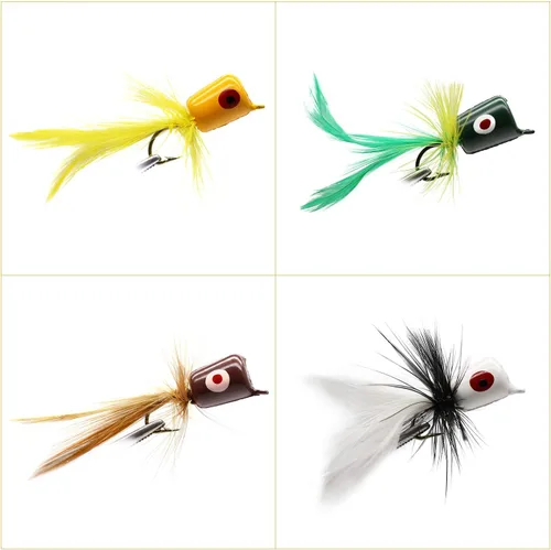 Miniatura 3 de YZD Bass Popper - Kit de moscas de pesca en seco - Panfish Bass Fishing Topwater Bait (Kit de popper 2)
