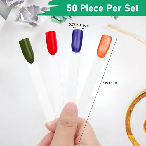 Miniatura 3 de AHIER Palitos para muestras de uñas, palitos Swatch, esmalte de uñas, en forma de abanico, puntas de arte de uñas falsas en gel para salón