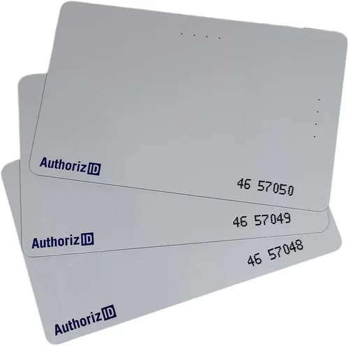 Tarjeta de proximidad CR80 imprimible de 50 – 26 bits H10301 125 KHz CR80 chip AuthorizID Wiegand. Compatible con 1386 1326 7610 1586 1391 y 1346.