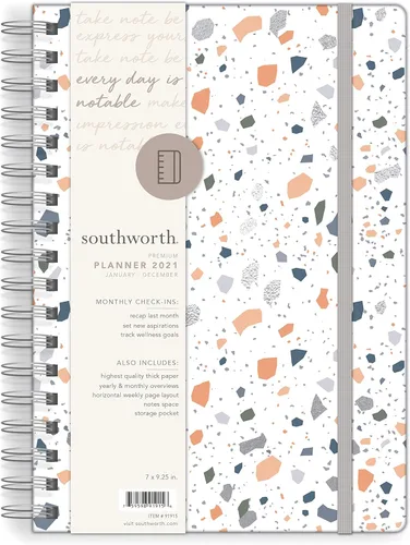 Miniatura 8 de Southworth Agenda académica (julio de 2021 a junio de 2022), 8.5 x 11 pulgadas, floral brillante, papel de 28 libras/3.70 oz/m², alambre doble
