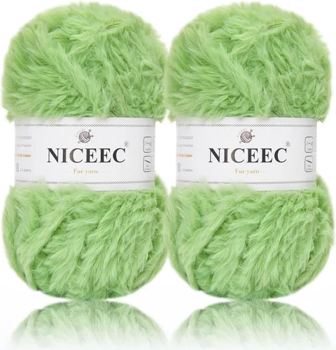 Miniatura 110 de NICEEC Hilo de Pelo Sintético Super Suave, Grueso y Esponjoso, Hilo de Pestañas para Crochet y Tejido (Longitud Total 192m/9.1kg) - Otoño/300g