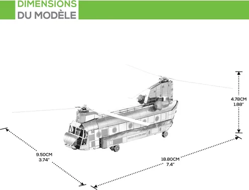 Miniatura 7 de Metal Earth CH-47 Chinook Kit de modelo de metal 3D