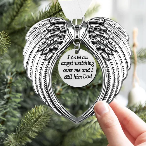 Miniatura 10 de Adornos Colgantes Conmemorativos de Navidad Alas de Ángel, Regalos de Memoria Colgante "I Have a Angel Watching Over Me I Call Her Aunt", Regalo