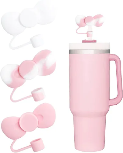 Miniatura 36 de Juego de 4 fundas de popote con diseño de estrella compatibles con vasos Stanley de 30 y 40 onzas, reutilizables, bonitas puntas de popote