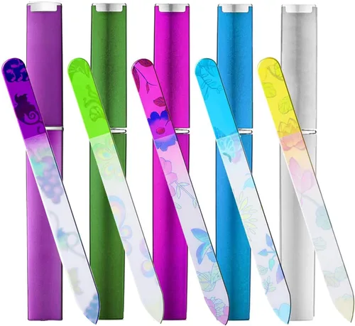 Miniatura 8 de 6 Pack de Limas de Uñas de Cristal con Estuche, Juego de Limas de Uñas para Dedos, Limas de Uñas de Doble Cara, Cuidado Profesional de Manicura
