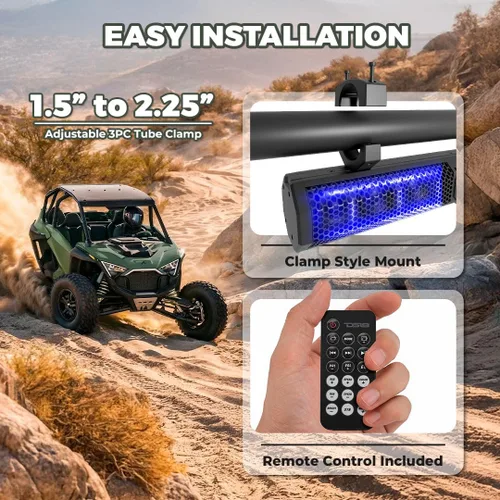 Miniatura 5 de DS18 SB26BTXRGB Barra de sonido amplificada marina de 26 pulgadas con iluminación Bluetooth USB y RGB, 6 altavoces, 600 W máximo, panel de control