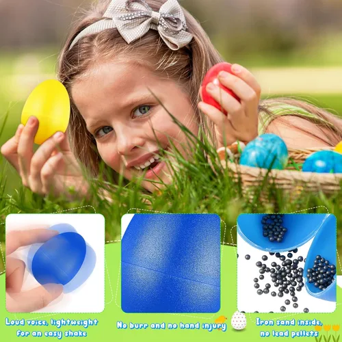 Miniatura 3 de 100 piezas de huevos a granel, instrumentos musicales de percusión, huevos de maracas para niños, juguetes de plástico para aprender pintura, música