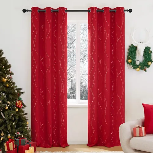 Miniatura 55 de Deconovo Cortinas opacas, 2 paneles, 52 x 72 pulgadas, cortinas con aislamiento térmico para oscurecer la habitación, con ojales para dormitorio