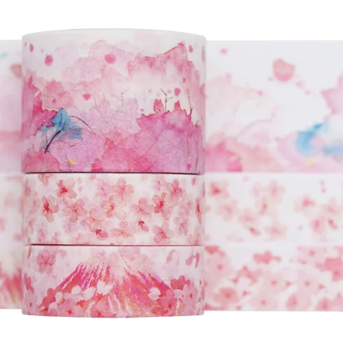 YUBBAEX Cinta Washi Impresa Bonita 3 Rollos Juego de Cinta de Enmascarar de Estilo Japonés Decorativa para Artes, Manualidades DIY, Suministros de
