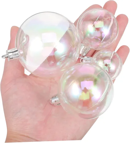 Miniatura 8 de Artibetter Esferas de adornos iridiscentes de Navidad, 18 piezas de adornos iridiscentes de plástico, bolas colgantes de arco iris, bolas de árbol