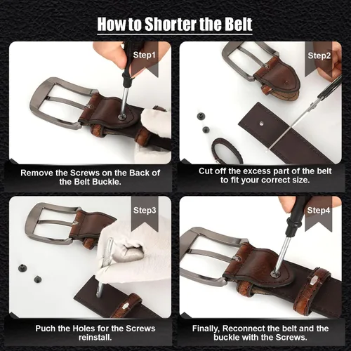 Miniatura 6 de FIORETTO Cinturones de cuero genuino para hombre, cinturones de vestir de doble costura, diseños clásicos y modernos para trabajo, negocios y casual