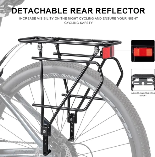 Miniatura 4 de CXWXC Portaequipajes trasero para bicicleta con canasta - Portaequipajes de carga para bicicleta para montaje de freno de disco/freno sin disco