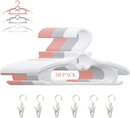 Miniatura 10 de Perchas de guardería para armario de bebé, paquete de 30 perchas ultradelgadas antideslizantes y extensibles para ropa de recién nacido, colgador