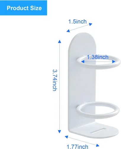 Miniatura 4 de Paquete de 2 soportes eléctricos para cepillos de dientes que se adhieren a la pared, soporte eléctrico de metal para cepillado de dientes, Blanco