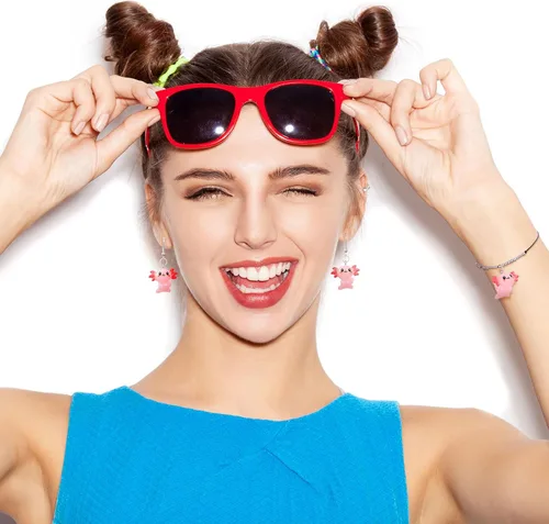 Miniatura 2 de Junkin Dijes de ajolote rosa para hacer joyas, dijes de animales de resina, mini figuras de ajolotl en miniatura, dijes de ajolote de mar