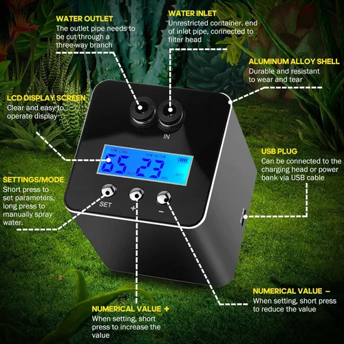 Miniatura 5 de Mister inteligente para reptiles, humidificadores de reptiles, sistema de nebulización automático con temporizador, humidificador de terrarios