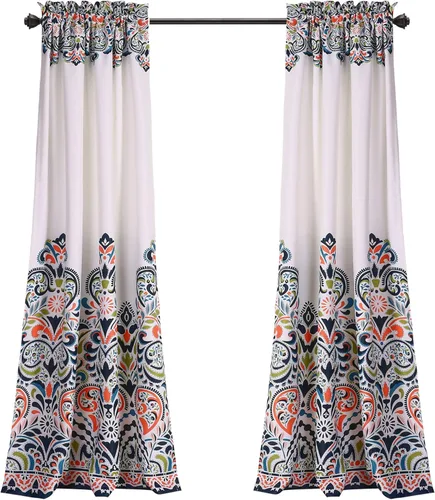 Miniatura 7 de Lush Decor Clara Curtains - Cortinas con estampado de damasco paisley, estilo bohemio, filtrado de luz, juego de paneles para ventana para sala