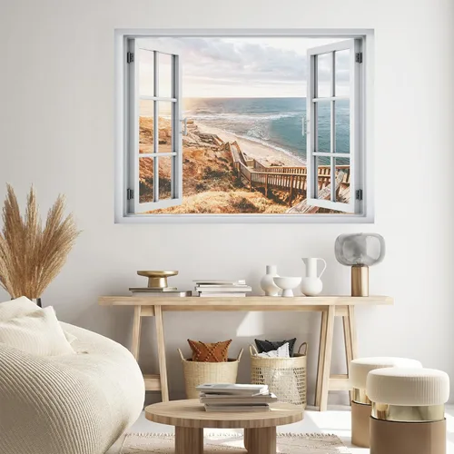 Miniatura 45 de SIGNWIN Adhesivo de pared removible/mural de pared para ventana, vegetación exuberante y árboles iluminados por el sol, fotografía, realismo