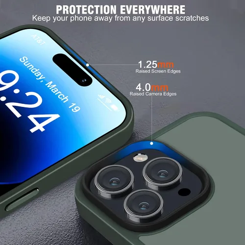 Miniatura 5 de Funda para iPhone 14 ProMax, diseño verde militar para iPhone 14 Pro Max de 6.7 pulgadas, protección contra caídas de grado militar, compatible