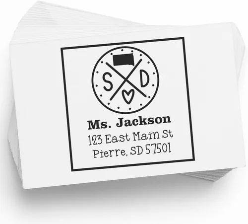Miniatura 61 de Sello entintado moderno con nombre y dirección del estado de Alabama – Sello de dirección de devolución personalizado para invitaciones de despedida