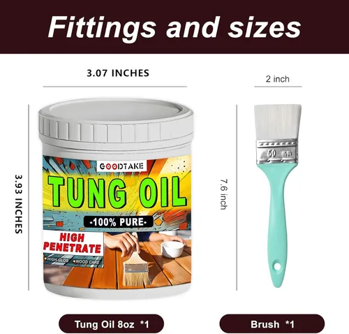 Miniatura 3 de GOODTAKE Aceite Pure Tung, acabado de aceite Tung prémium con cepillo, sellador de madera de aceite Pure Tung para madera desnuda sin terminar, como