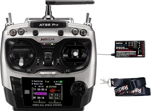 Radiolink AT9S Pro 10/12 Canales Transmisor y Receptor de Radio R9DS, Largo Alcance para Avión/Jet/Drone de Carrera FPV/Cuad/Camión RC Coche/Barco y