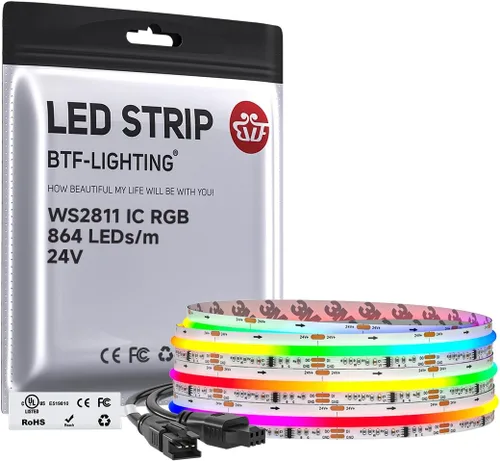 Miniatura 16 de BTF-LIGHTING FCOB WS2811 IC RGB Tira de LED COB 864LED/m Flexible Alta Densidad Luz Uniforme de Perseguida de Color DC12V 5 m 24IC/m 12mm de Ancho