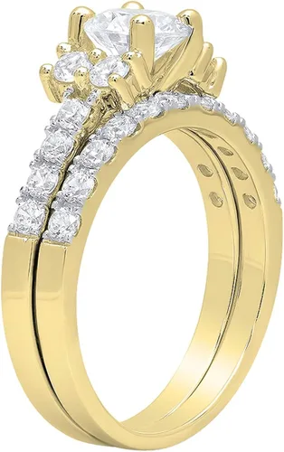 Miniatura 2 de Dazzlingrock Collection - Anillo de compromiso de 3 quilates (oro de 10 quilates, 3 piedras, circonita cúbica, 3 quilates)