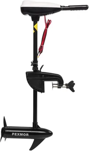 PEXMOR Motor de arrastre eléctrico de 8 velocidades, motor eléctrico fuera de borda para barco con mango ajustable e indicador LED, montado en el