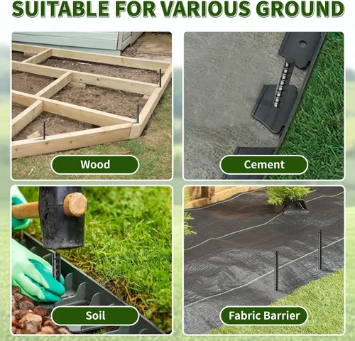 Miniatura 4 de Besitu - Estacas de refuerzo de 16 pulgadas (paquete de 16), estacas de metal resistente para madera, hormigón, plantas de jardín, estacas de acero