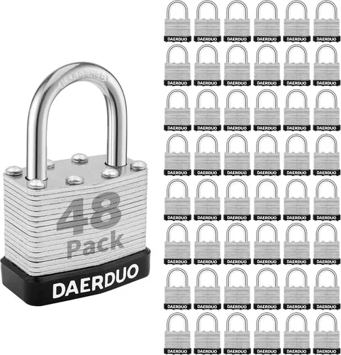 Miniatura 9 de Paquete de 2 candados laminados de 1.575 in (1-9/16") con 4 llaves, grillete corto de acero endurecido, cerraduras resistentes para armarios