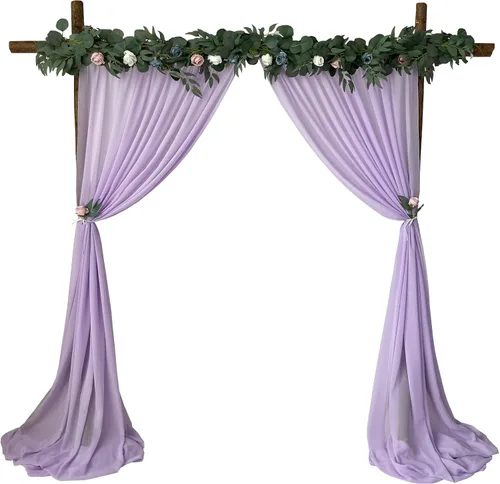 Miniatura 16 de Cortinas de fondo de gasa transparente de 10 x 10 pies (5 x 2 paneles), cortinas de tela de gasa para bodas, cortina larga transparente para sala