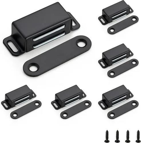 Miniatura 17 de Ravinte - Paquete de 8 cierres magnéticos para puerta en negro, imanes de gabinete negro mate, cierre magnético fuerte para gabinetes de cocina