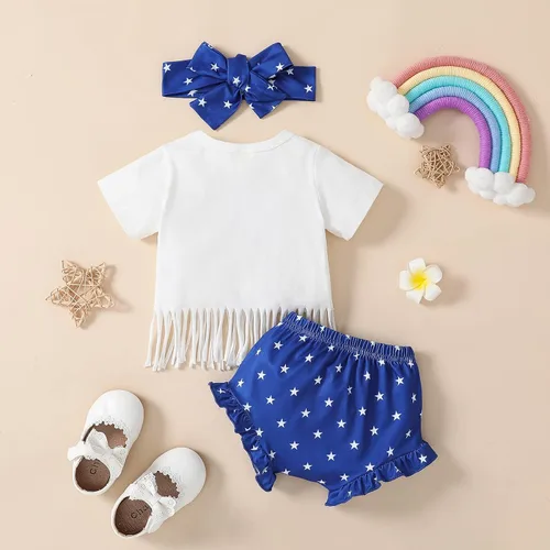Miniatura 33 de Conjunto de camiseta y pantalones cortos para bebé niña del 4 de julio, camiseta y pantalones cortos para el Día de los Caídos