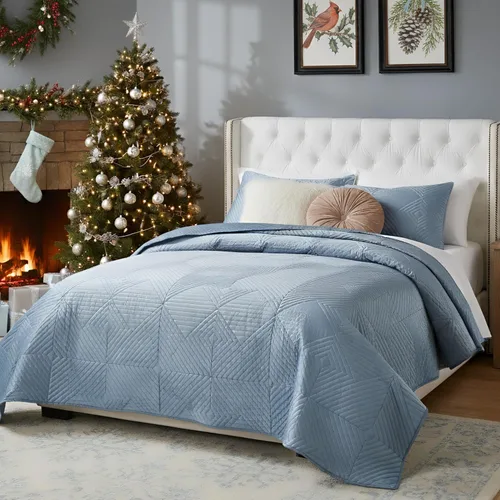 Miniatura 13 de Greenland Home Fashions Juego de edredón de terciopelo finamente cosido, 2 piezas, individual, rojo Riviera