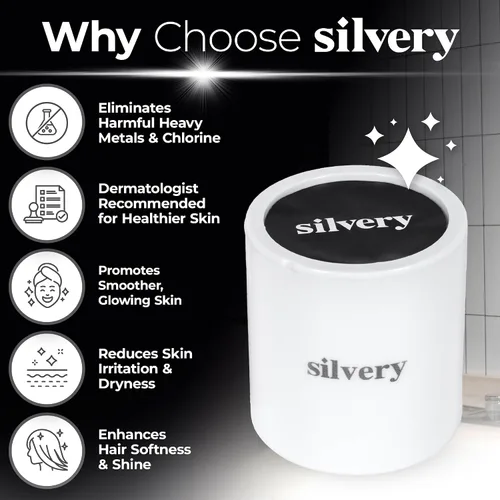 Miniatura 3 de Silvery Cabezal de ducha filtrado de alta presión - Agua limpia aprobada por dermatólogos con filtro Silvery Technology™ - El cabezal de ducha