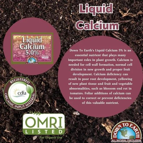 Miniatura 3 de Down To Earth All Natural Fertilizers OMRI Listed Concentrado líquido soluble en agua de calcio 5.0% - Previene o trata la deficiencia de calcio